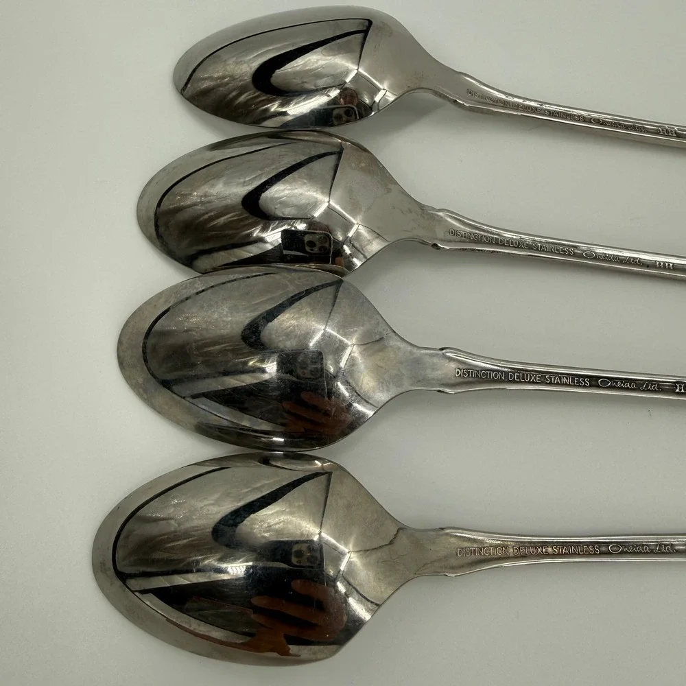 Oneida Distinction Deluxe Raphael Stainless Steel Set 4 Ice Tea Spoons 7.5